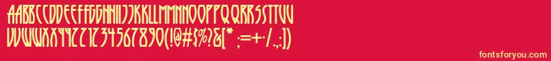 Runytunesrevisitednf-fontti – keltaiset fontit punaisella taustalla