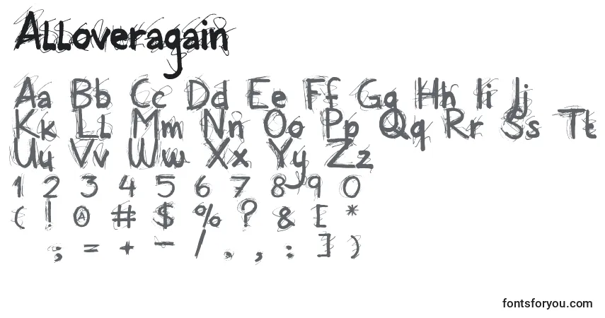 Schriftart Alloveragain – Alphabet, Zahlen, spezielle Symbole
