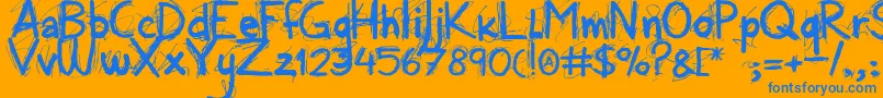 Alloveragain Font – Blue Fonts on Orange Background