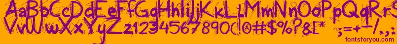 Alloveragain-Schriftart – Violette Schriften auf orangefarbenem Hintergrund