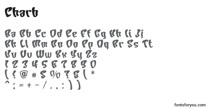 A fonte Charb – alfabeto, números, caracteres especiais