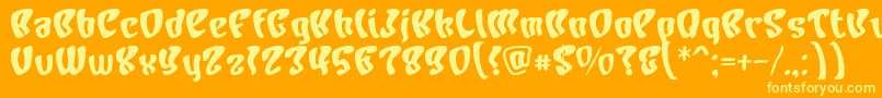 Charb-Schriftart – Gelbe Schriften auf orangefarbenem Hintergrund