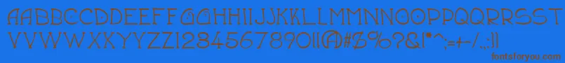 フォントDraughtsman – 茶色の文字が青い背景にあります。