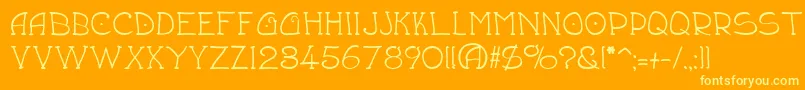 Draughtsman-Schriftart – Gelbe Schriften auf orangefarbenem Hintergrund