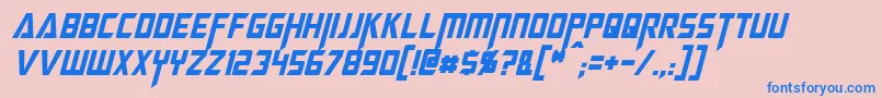 MegatronCondensedItalic-Schriftart – Blaue Schriften auf rosa Hintergrund