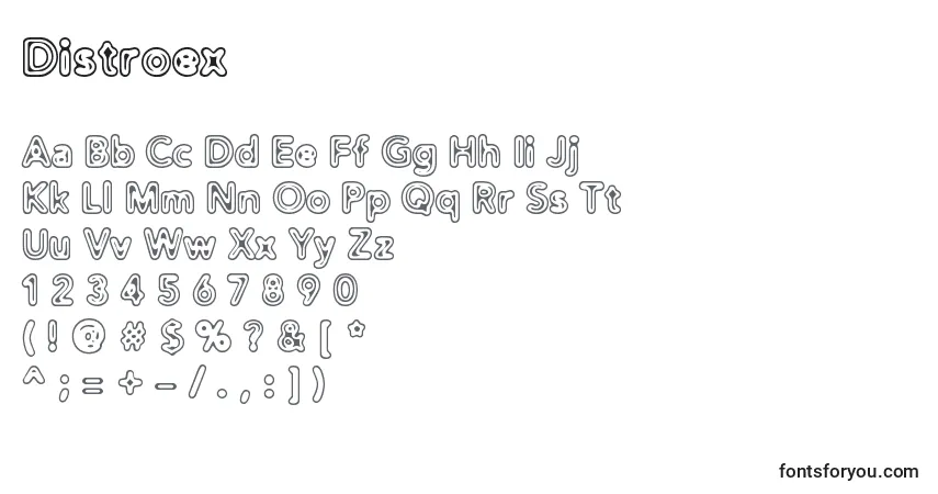 Czcionka Distroex – alfabet, cyfry, specjalne znaki
