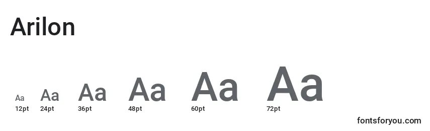 Размеры шрифта Arilon
