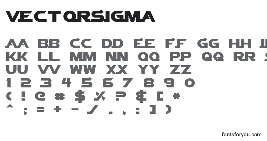 Czcionka VectorSigma – alfabet, cyfry, specjalne znaki