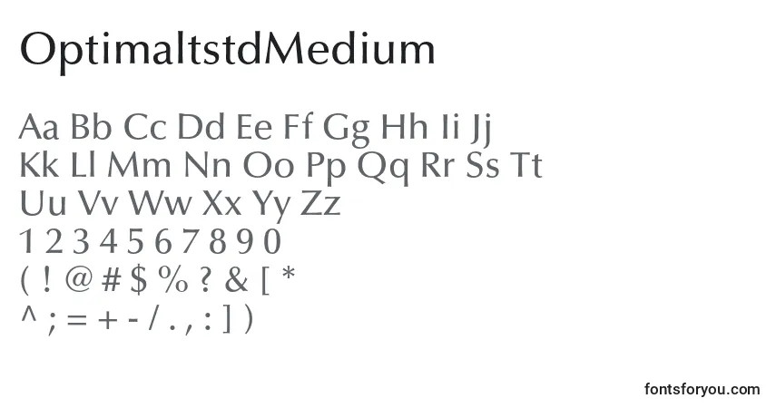 A fonte OptimaltstdMedium – alfabeto, números, caracteres especiais
