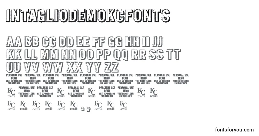 Czcionka IntagliodemoKcfonts – alfabet, cyfry, specjalne znaki
