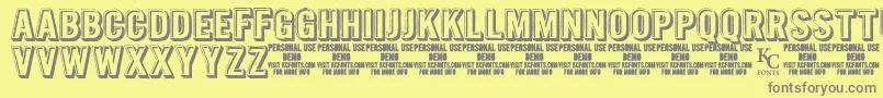 Fonte IntagliodemoKcfonts – fontes cinzas em um fundo amarelo