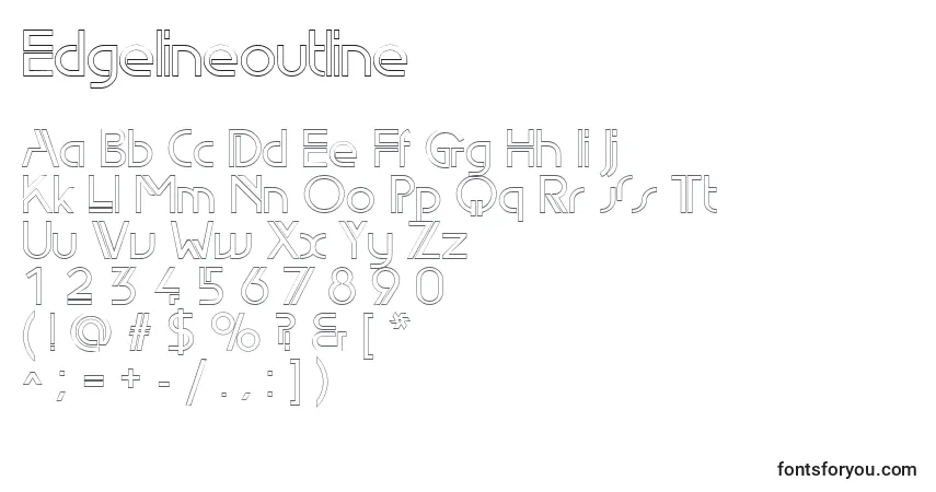 A fonte Edgelineoutline – alfabeto, números, caracteres especiais