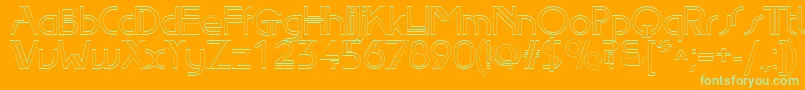 Edgelineoutline-Schriftart – Grüne Schriften auf orangefarbenem Hintergrund