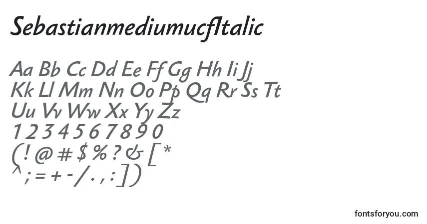 Police SebastianmediumucfItalic - Alphabet, Chiffres, Caractères Spéciaux