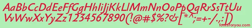 SebastianmediumucfItalic Font – Red Fonts on Green Background