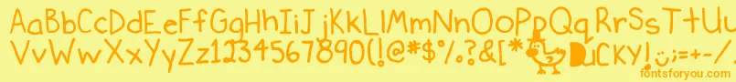 Ducky Font – Orange Fonts on Yellow Background