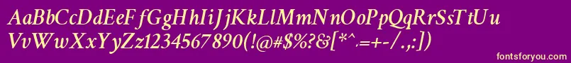 CrimsonSemiboldItalic Font – Yellow Fonts on Purple Background