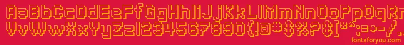フォントSfPixelateShadedBold – 赤い背景にオレンジの文字