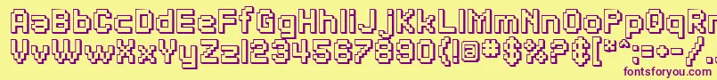SfPixelateShadedBold-fontti – violetit fontit keltaisella taustalla