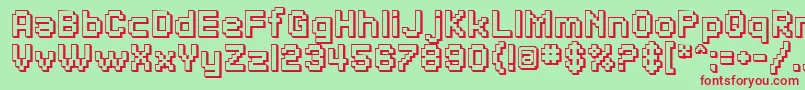 Czcionka SfPixelateShadedBold – czerwone czcionki na zielonym tle