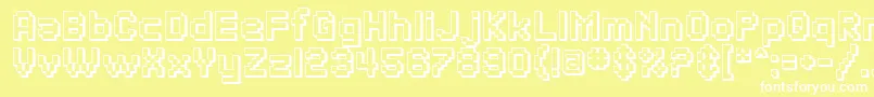 SfPixelateShadedBold-fontti – valkoiset fontit keltaisella taustalla