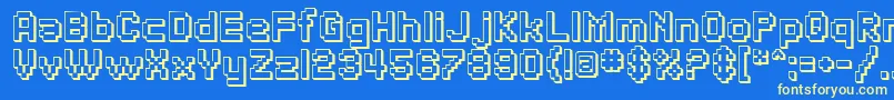 SfPixelateShadedBold-fontti – keltaiset fontit sinisellä taustalla