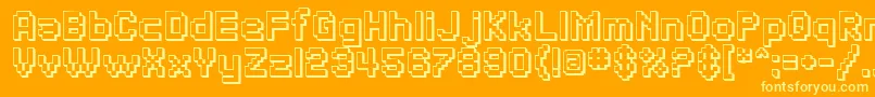 SfPixelateShadedBold-Schriftart – Gelbe Schriften auf orangefarbenem Hintergrund