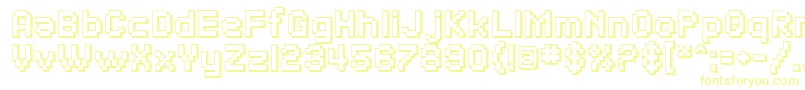 フォントSfPixelateShadedBold – 白い背景に黄色の文字