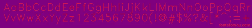 フォントRomand – 紫の背景に赤い文字