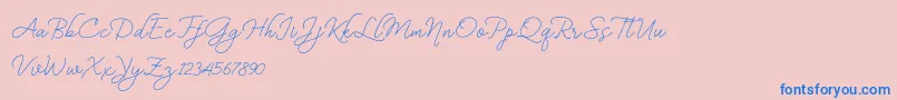 BekafonteDemo-Schriftart – Blaue Schriften auf rosa Hintergrund