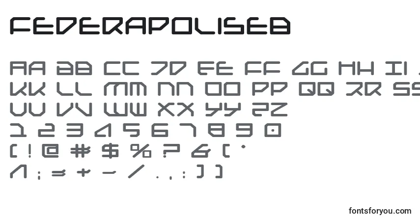 Schriftart Federapoliseb – Alphabet, Zahlen, spezielle Symbole