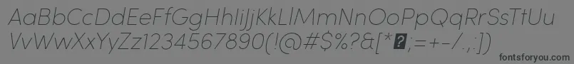 フォントSofiaProUltralightItalic – 黒い文字の灰色の背景