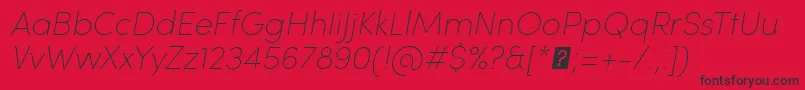 Fonte SofiaProUltralightItalic – fontes pretas em um fundo vermelho