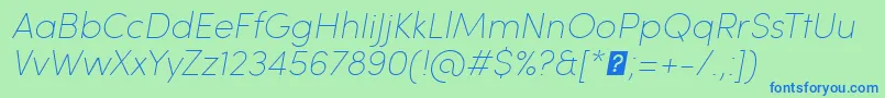 フォントSofiaProUltralightItalic – 青い文字は緑の背景です。