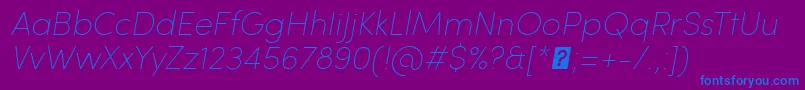 SofiaProUltralightItalic Font – Blue Fonts on Purple Background