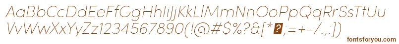 SofiaProUltralightItalic-fontti – ruskeat fontit valkoisella taustalla