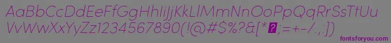 SofiaProUltralightItalic-fontti – violetit fontit harmaalla taustalla