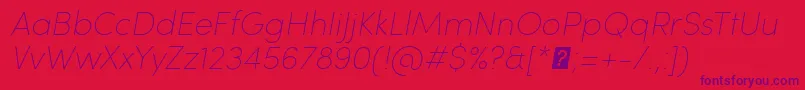 Czcionka SofiaProUltralightItalic – fioletowe czcionki na czerwonym tle