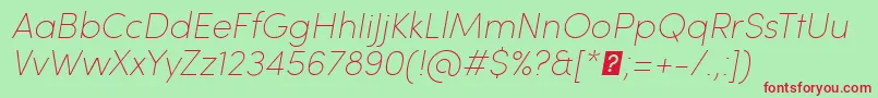 SofiaProUltralightItalic Font – Red Fonts on Green Background