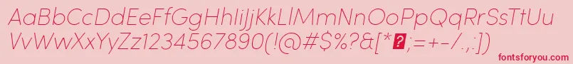 Fonte SofiaProUltralightItalic – fontes vermelhas em um fundo rosa