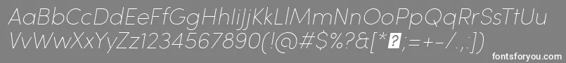 フォントSofiaProUltralightItalic – 灰色の背景に白い文字