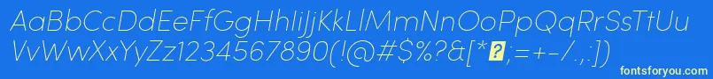 フォントSofiaProUltralightItalic – 黄色の文字、青い背景