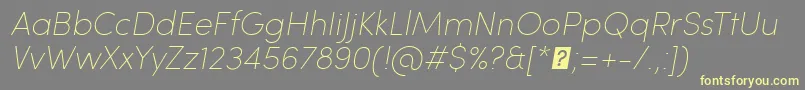 フォントSofiaProUltralightItalic – 黄色のフォント、灰色の背景