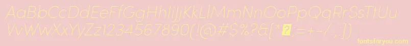SofiaProUltralightItalic-fontti – keltaiset fontit vaaleanpunaisella taustalla