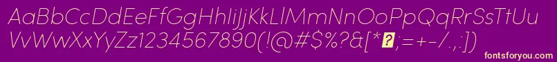 SofiaProUltralightItalic Font – Yellow Fonts on Purple Background