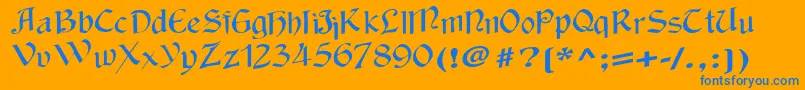 Wackycalligraphic-Schriftart – Blaue Schriften auf orangefarbenem Hintergrund