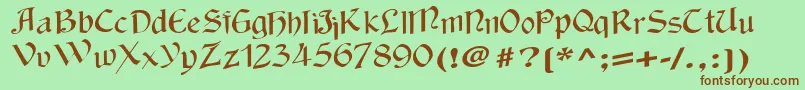 Fonte Wackycalligraphic – fontes marrons em um fundo verde