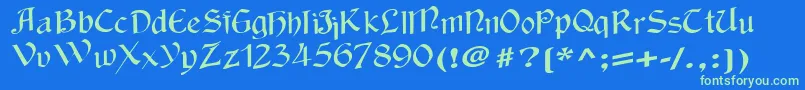Wackycalligraphic Font – Green Fonts on Blue Background