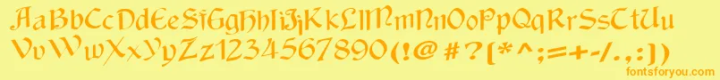 Wackycalligraphic Font – Orange Fonts on Yellow Background