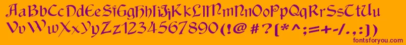 Wackycalligraphic Font – Purple Fonts on Orange Background